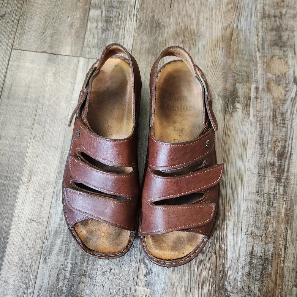 Finn Comfort Germany Brown Leather Slingback Sandals Mens 39/8 Made in Germany